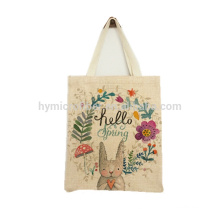 Wholesale printed jute linen tote bag with logo custom